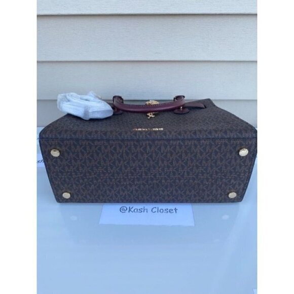 Michael Kors MK Hamilton Medium Satchel Tote Bag - Merlot - Picture 10 of 11